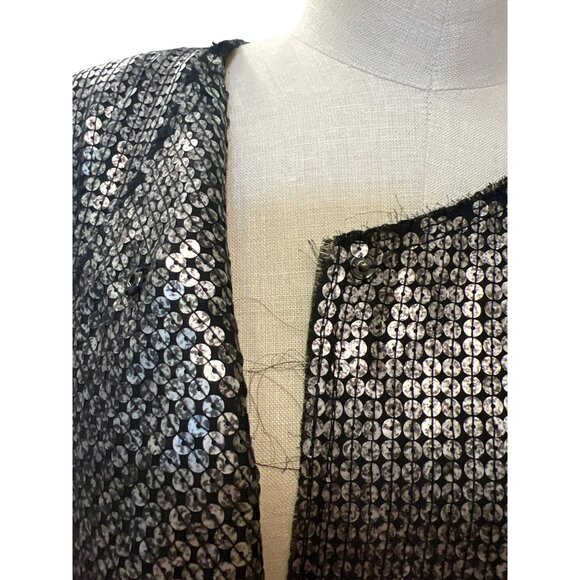 Express Sequin Long Sleeve Jacket Black & Silver Polyester/Spandex M - Picture 7 of 16